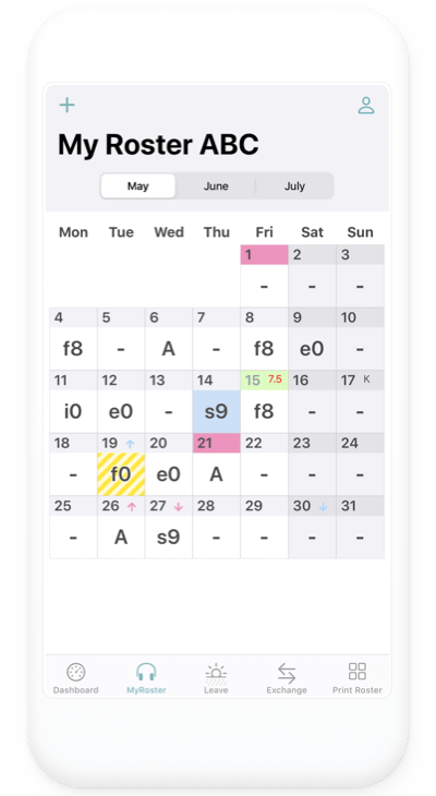 Rostify My Roster app on a phone
